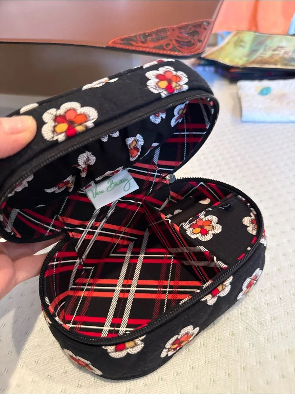 Vera Bradley NWT 3pc Set - Pirouette - jewelry box, glass case and small makeup